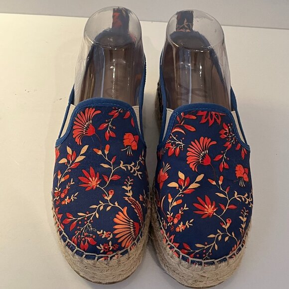 Sam Edelman CARRIN Blue Floral Fabric & Jute Espadrilles ~ Women's Size 6M - Picture 1 of 15